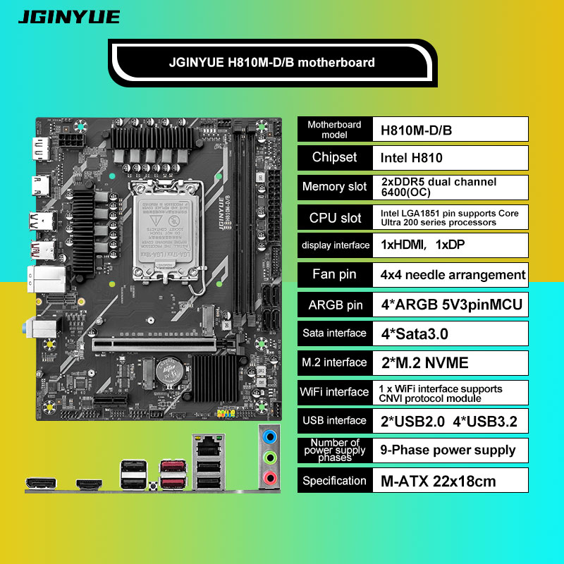 Lga1851 Gaming Motherboard - H810 Intel LGA1851 DDR5 Micro-ATX-moederbord voor