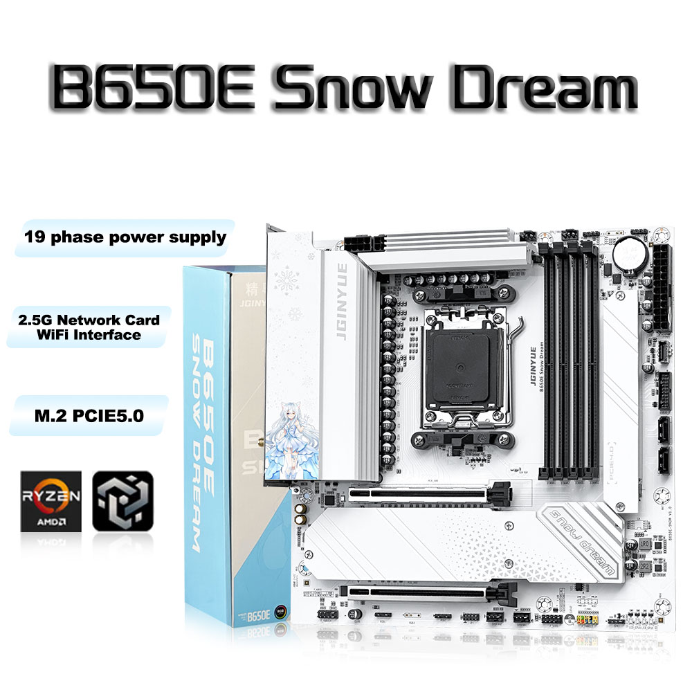 JGINYUE B650E Snow Dream AM5 M - Am5 Micro Atx Pcie 5.0 Motherboard recensie en prijs
